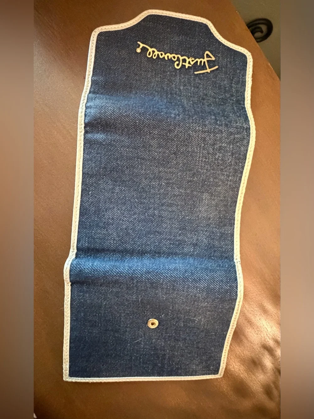 RARE- Just Cavalli Navy Denim Fold-Over Wallet